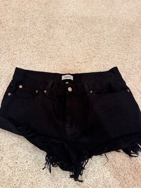 pistola Black Distressed Cutoff Denim Shorts